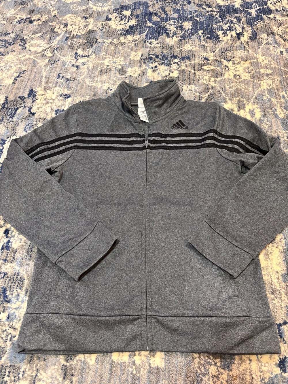 Adidas Track Jacket Size 10/12 Gray Full Zip